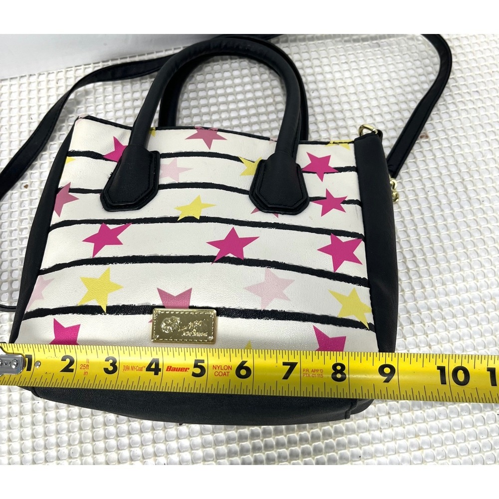 Betsey Johnson Crossbody Shoulder striped Stars Print Black & white Cloud - Picture 9 of 10